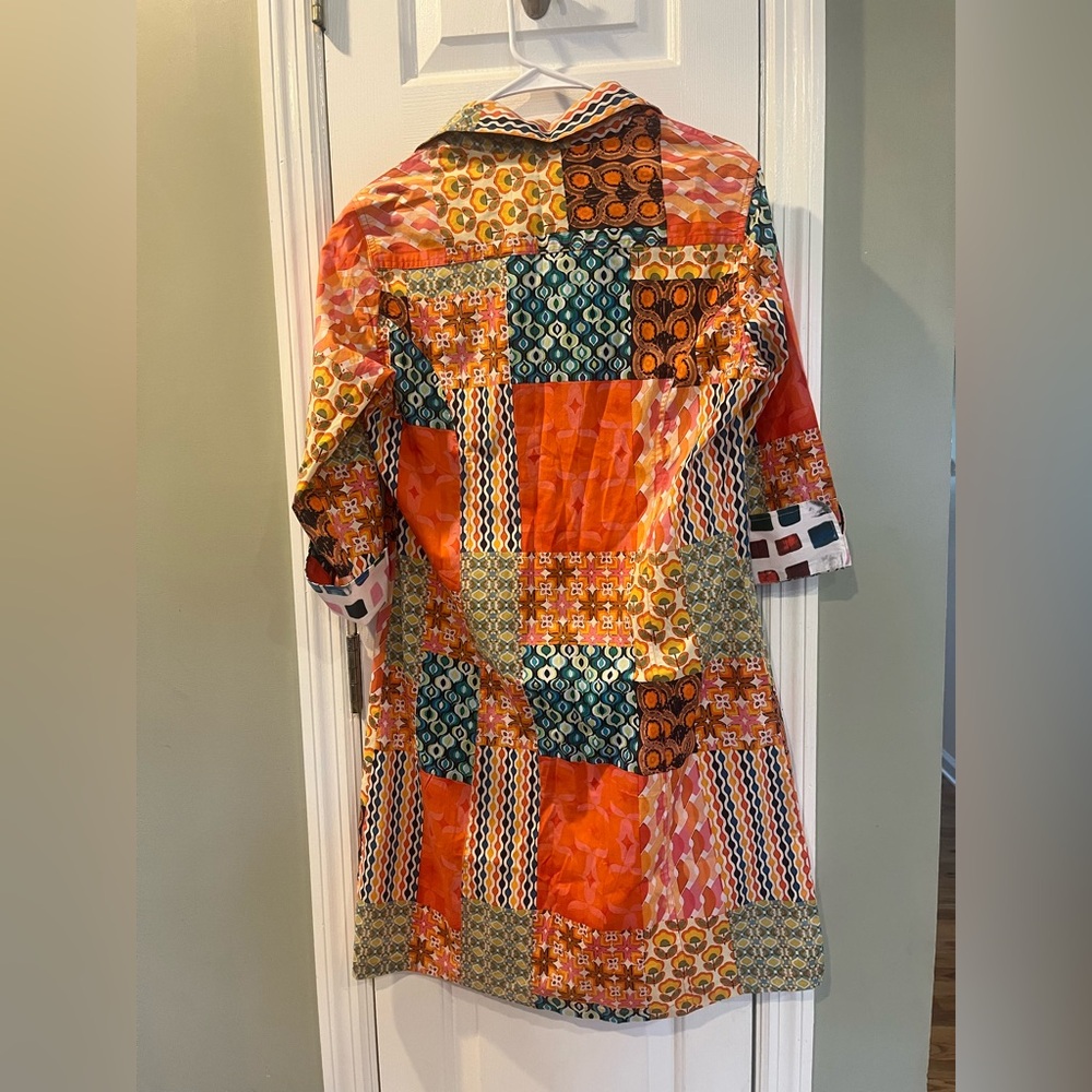 NWT Rome Multiple Patchwork Print button down dress size Small bin2 - Picture 4 of 6